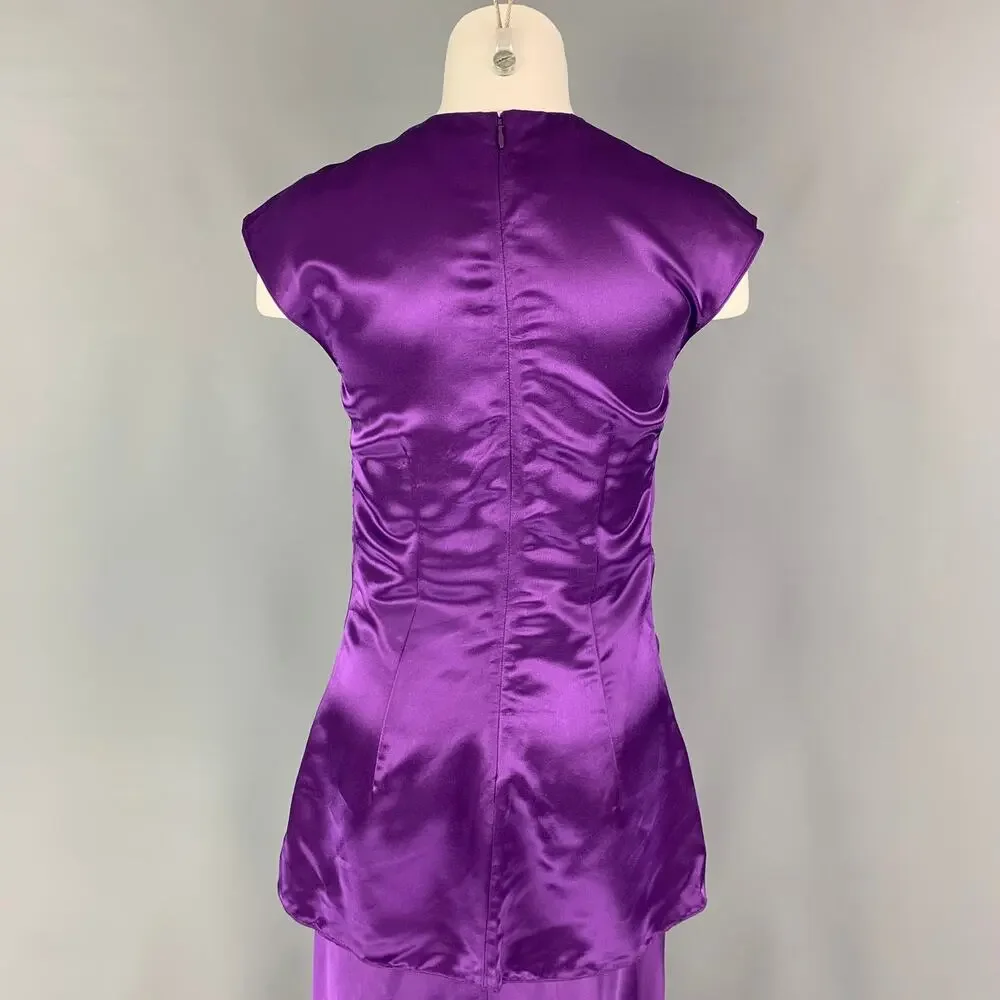 SIES MARJAN Size 4 Purple Ruched Sleeveless Skirt Set
